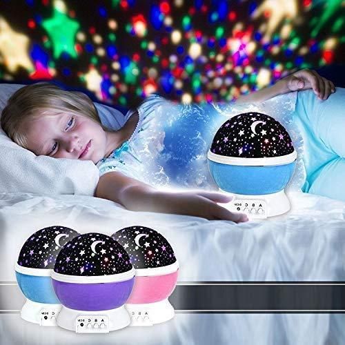 🌙✨ Star Master 360° Rotating Moon & Star Projector Lamp – USB + Battery Powered (Multi-Color)