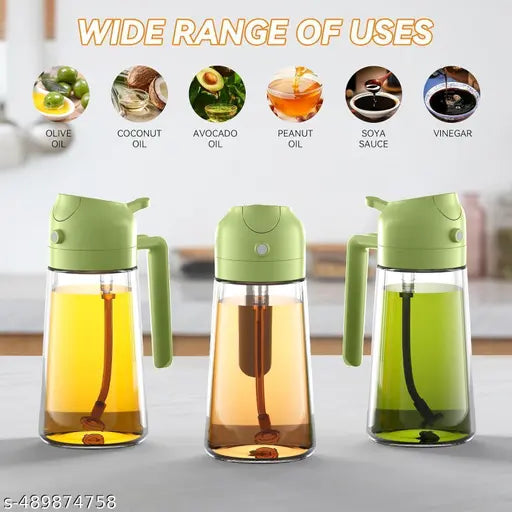 🫒✨ “2-in-1 Oil Spray & Pour Dispenser Bottle – Premium Glass with Leak-Proof Nozzle + FREE Steel Straw”
