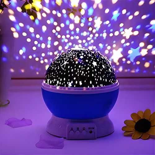🌙✨ Star Master 360° Rotating Moon & Star Projector Lamp – USB + Battery Powered (Multi-Color)