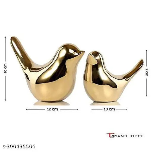 🐦✨ “Golden Ceramic Love Birds – Elegant Miniature Figurines for Home & Office Decor (Pack of 2)” ✨🐦